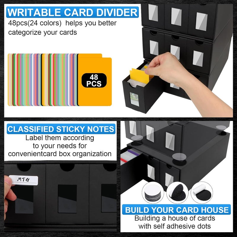 BILIPLE 9000+ Trading Card Storage Box for Commander Display, Card Deck Box Cardboard with 48 Dividers, Labels & Tapes, Trading Card Collection Box Fit for TCG, PTCG, MTG and Sport Cards - Image 4
